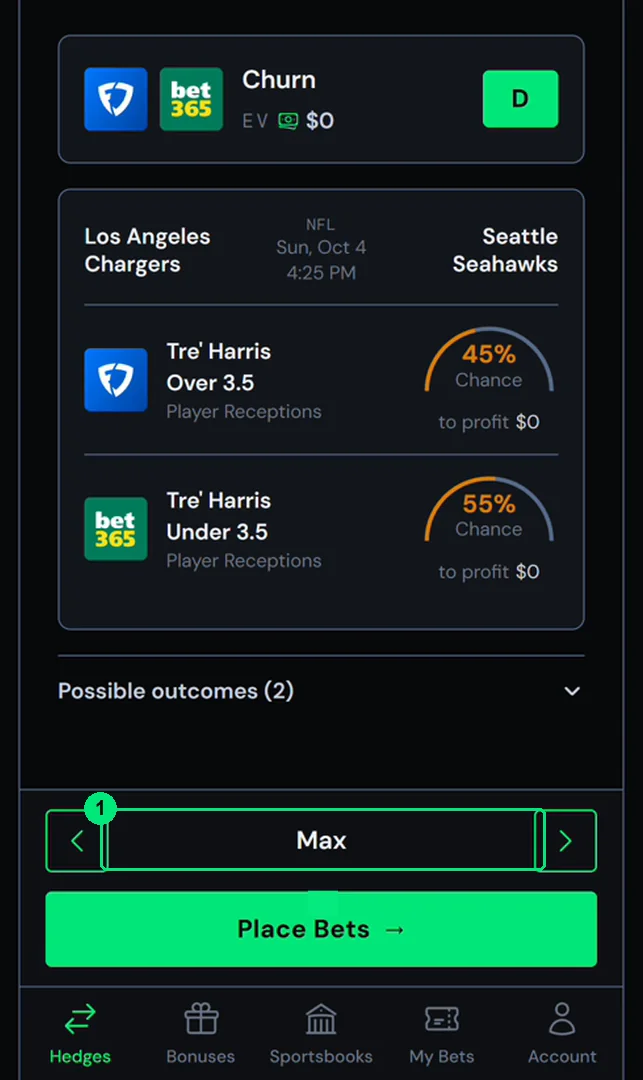Every churn and arb has stake options. Max is the largest pair the books will take.